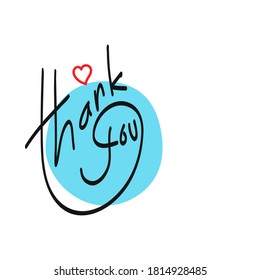 THANK YOU hand lettering, vector illustration. Hand drawn lettering card background. Modern handmade calligraphy. Hand drawn lettering element for your design. 
