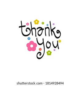 THANK YOU hand lettering, vector illustration. Hand drawn lettering card background. Modern handmade calligraphy. Hand drawn lettering element for your design. 