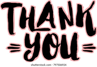 THANK YOU hand lettering,thank you card, Vector illustration