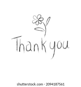 Thank You Hand Lettering.Thank you poster with flower on white background. Vector paper illustration. Typography Design Inspiration.