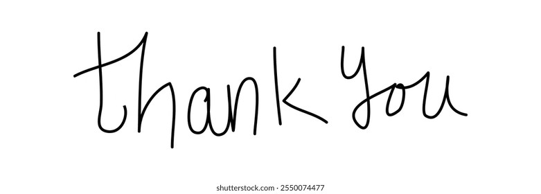 Thank you hand writing text letters isolated on white
