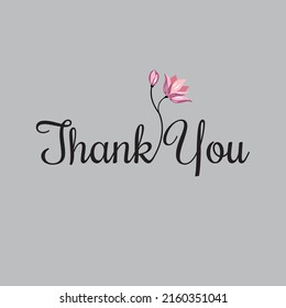 Thank you hand written calligraphy with flowers