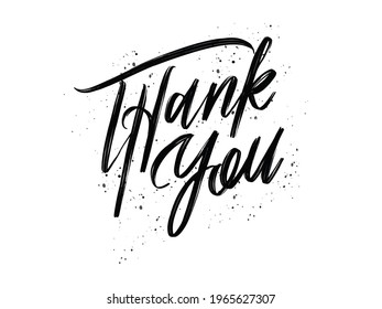 Thank you. Hand written lettering isolated on white background.Vector template for poster, social network, banner, cards.