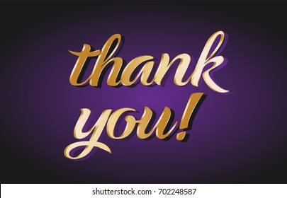 thank you hand written text gold golden writing calligraphy calligraphic yellow purple letters background logo postcard banner concept vector creative company icon design template modern