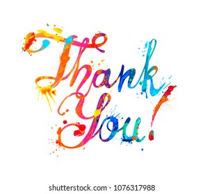 Thank You. Hand written vector doodle font inscription of splash paint letters