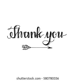 Thank you hand written words calligraphy lettering