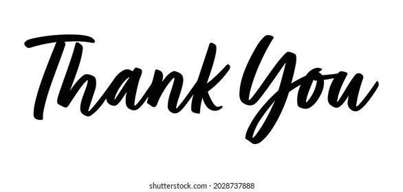 Thank You hand-drawn lettering in black. Calligraphic lettering. Brush typography. Vector illustration isolated in white background.