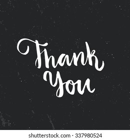 Thank you handmade sign. Isolated element for invitation card or label. Vector illustration.  Handwritten words.
