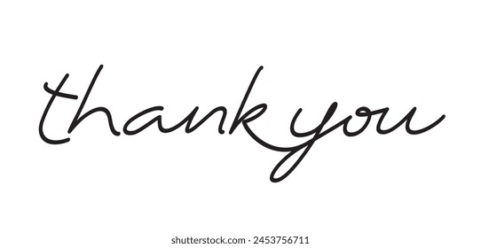 Thank You handwriting horizontal arrangement, vector illustration isolated on white background, eps