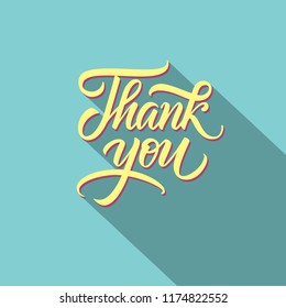 Thank You handwritten calligraphy design. Modern hand drawn lettering. Greeting card veector design idea