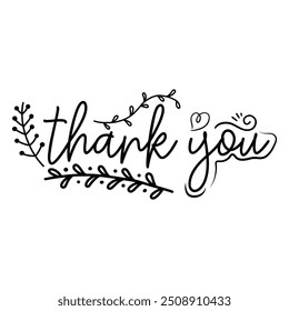 Thank You handwritten calligraphy. Thank You typography vector illustration isolated on white background. 