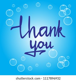 Thank you handwritten calligraphy in vector illustration. Card, icon, design, banner, background.