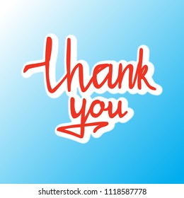 Thank you handwritten calligraphy in vector illustration. Card, icon, design, banner, background.