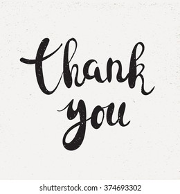 Thank you handwritten calligraphy vector illustration, Black brushpen lettering phrase on white background