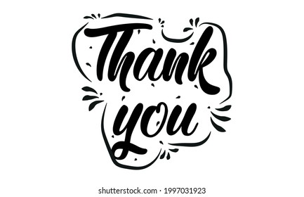 Thank you - handwritten. Can be used as a quote, phrase for postcards, banners, posters, clothing design.