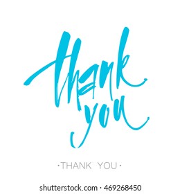 THANK YOU. Handwritten color brush pen lettering isolated on white background.  Thank you lettering handmade calligraphy. Vector illustration.