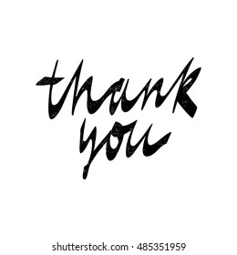 Thank you handwritten decorative letter. Vector hand-painted illustration. Decorative inscription. Motivational poster. Vintage illustration. Dark brush pen lettering.