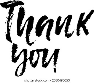 Thank you. Handwritten dry brush inscription. Hand drawn modern lettering. Thank you card. Vector illustration.
