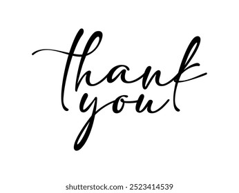Thank you handwritten, hand lettering style calligraphy. isolated on white background. 