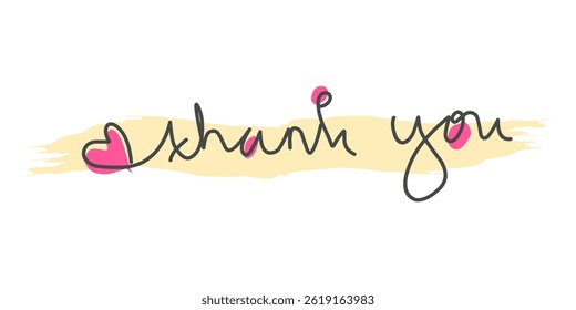 Thank You Handwritten with Heart. Thank You Signature Template.
