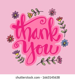 Thank you handwritten illustration,  greeting card.