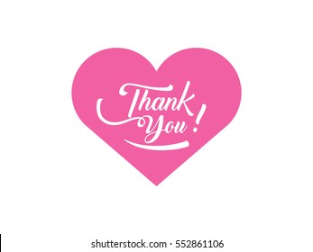 Thank you handwritten illustration on pink heart shape