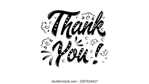 Thank You. Handwritten inscription in black color on the white background. Hand-drawn lettering calligraphy suitable for cards, banners, and poster
