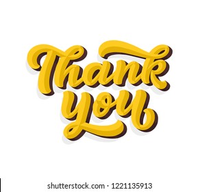 Thank You handwritten inscription. Hand drawn 3D lettering. Script calligraphy. Greeting card. Vector illustration.