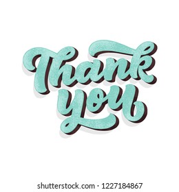 Thank You handwritten inscription. Hand drawn 3D lettering. Script calligraphy. Greeting card. Vector illustration.