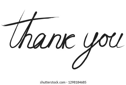 Thank You handwritten inscription. Hand drawn lettering. Thank You calligraphy. Thank you card. 