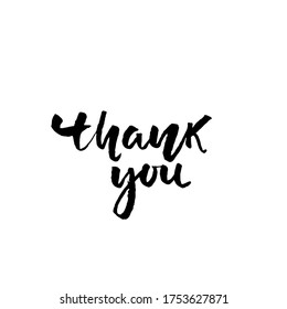 Thank You handwritten inscription. Hand drawn lettering. Thanks card. Vector illustration.