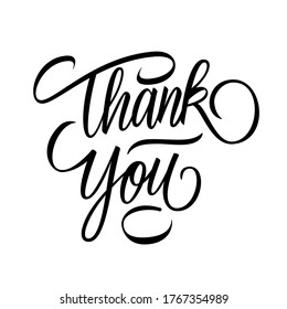 Thank You handwritten inscription. Hand drawn lettering. Thank You calligraphy. Thank you card. Vector illustration.