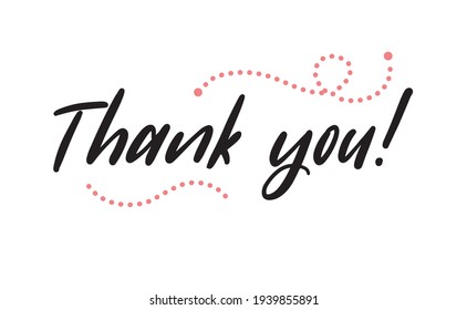 Thank You handwritten inscription. Hand drawn lettering calligraphy. Vector illustration.