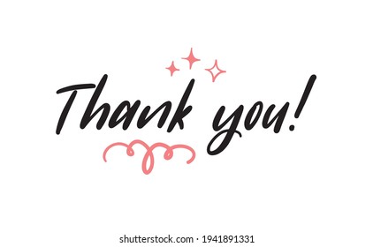 Thank You handwritten inscription. Hand drawn lettering calligraphy. Vector illustration.