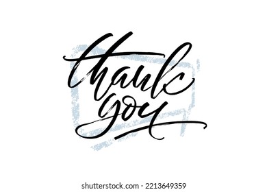 Thank You handwritten inscription. Hand drawn lettering in textured speech bubble. Thank You calligraphy. Thank you card. Vector illustration.