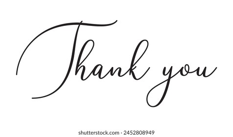 Thank You handwritten inscription. Hand drawn lettering. Thank You calligraphy. Thank you card. Vector illustration. Use on cards, banner, poster, sticker, packaging and other suitable place. 