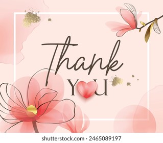 Thank You handwritten inscription. Hand drawn lettering style, luxury minimal style, one line drawing, signature, calligraphy. Thank you card. vector Illustration