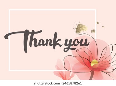 Thank You handwritten inscription. Hand drawn lettering style, luxury minimal style, one line drawing, signature, calligraphy. Thank you card. vector Illustration
