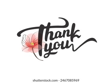 Thank You handwritten inscription. Hand drawn lettering style, luxury minimal style, one line drawing, signature, calligraphy. Thank you card. vector Illustration