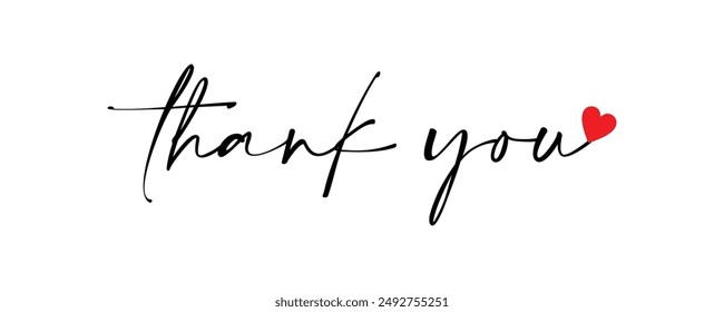 Thank You handwritten inscription. Hand drawn lettering. Thank You calligraphy. Thank you card. Vector illustration.