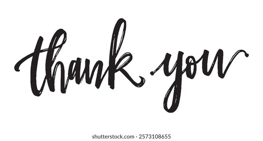 "THANK YOU" handwritten inscription. Hand drawn lettering. Thank you calligraphy.  Vector illustration