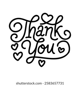 Thank You handwritten inscription. Hand drawn lettering. Thank You calligraphy. Thank you text.