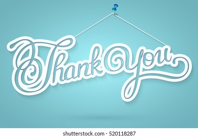 Thank You handwritten inscription. Hand drawn lettering. Calligraphic card. Vector illustration.