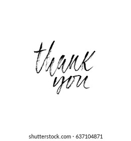 Thank You handwritten inscription. Hand drawn modern dry brush lettering. Thank you card. Vector illustration.