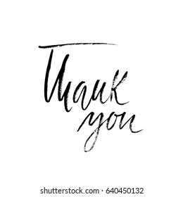 Thank You handwritten inscription. Hand drawn modern dry brush lettering. Thank you card. Vector illustration.