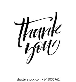 Thank You handwritten inscription. Hand drawn lettering. Thank You calligraphy. Thank you card. Vector illustration.