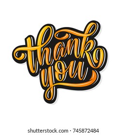 Thank You handwritten inscription. Hand drawn lettering for cards, banners, posters. Vector illustration.