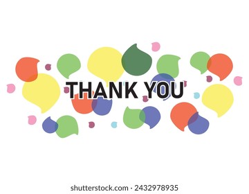 Thank you handwritten inscription with message bubbles on a white background. Vector illustration. EPS file 502.
