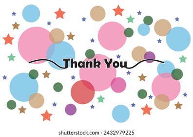 Thank you handwritten inscription with message bubbles and stars  on a white background. Vector illustration. EPS file 505.