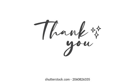 Thank you handwritten inscription with sparkles. Hand drawn lettering. Thanks calligraphic message design. Vector illustration.